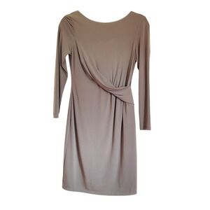 Vince Camuto women's dress gray minimalist sheath low back zip midi sleek size 6